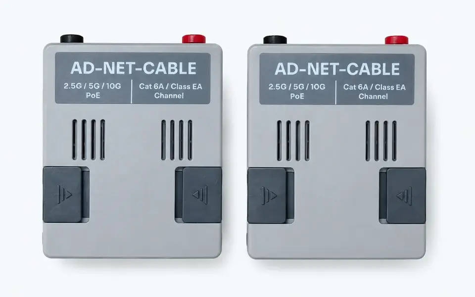 Para adapterów AEM AD-NET-CABLE do testów PoE i Multi-Gig