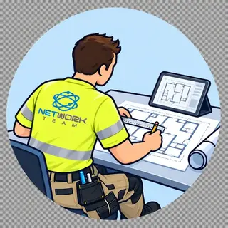 Technik Network Team analizuje rzut instalacji domu
