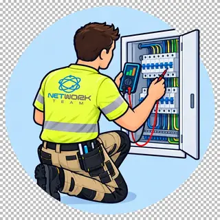 Technik wykonuje pomiary gotowej rozdzielnicy
