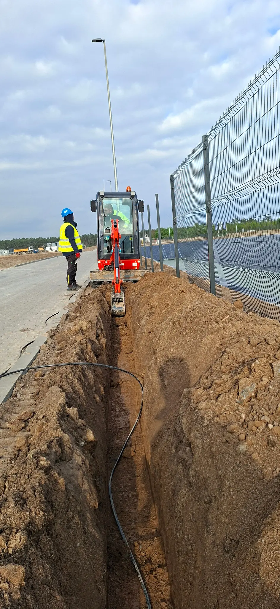 Excavation prepared for CCTV cabling