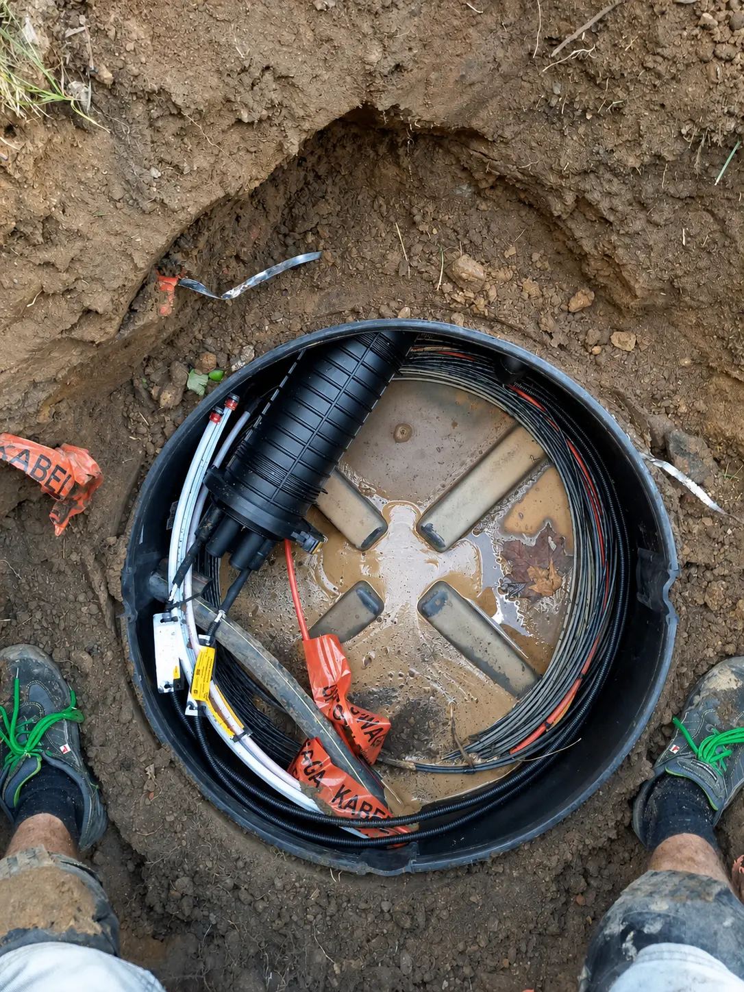 Fibre-optic joint enclosure in a cable chamber